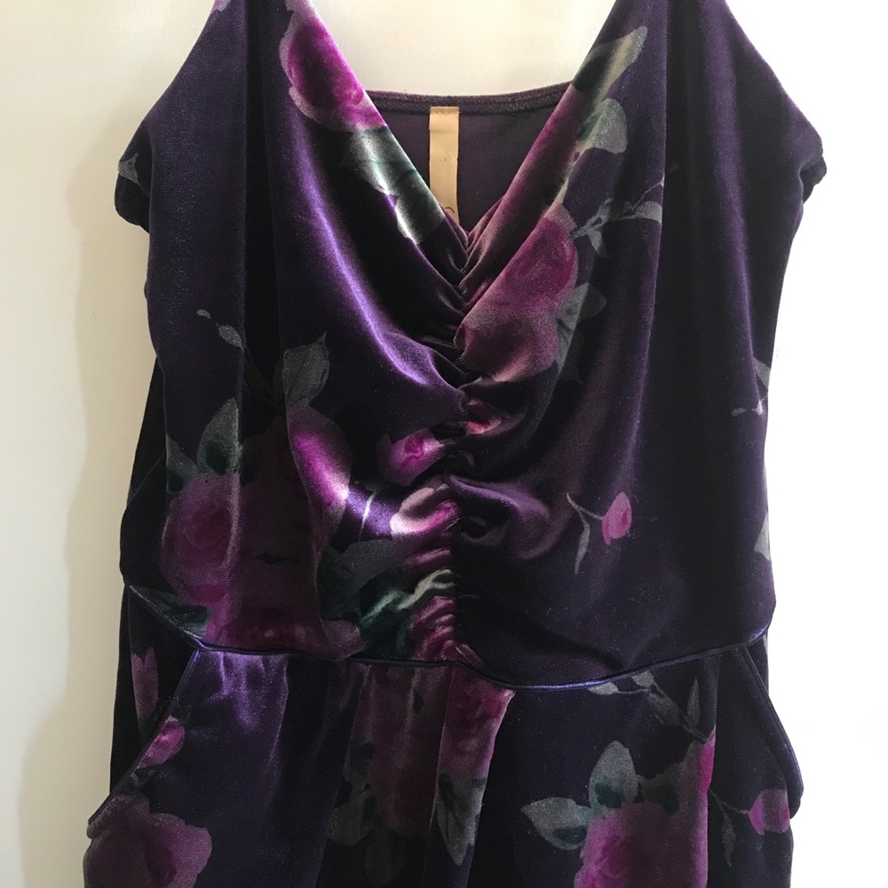 Gorgeous Purple Velvet Floral Mini Wrap Dress